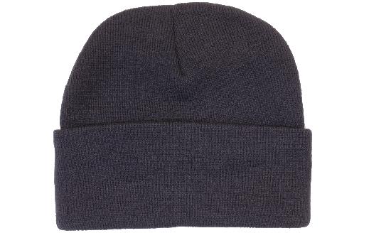 Acrylic Beanie - Toque HE-4243 A dark grey acrylic beanie with a rolled cuff and a simple design, featuring a logo.