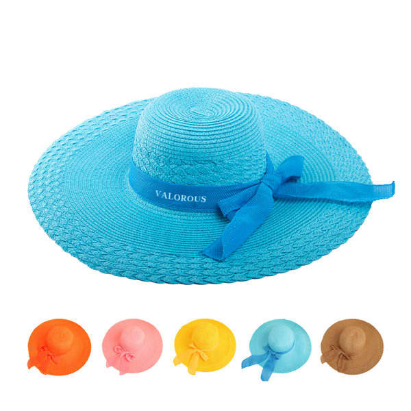 Floppy Straw Hat With Bow, Wide Brim