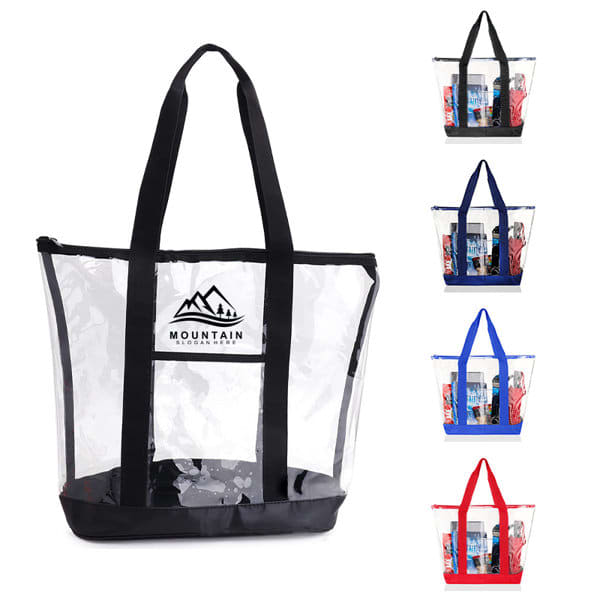 Large Clear Zippered Tote Bag