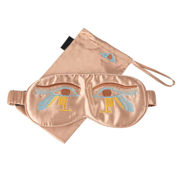 Embroidered Stain Silk Eye Mask With Bag