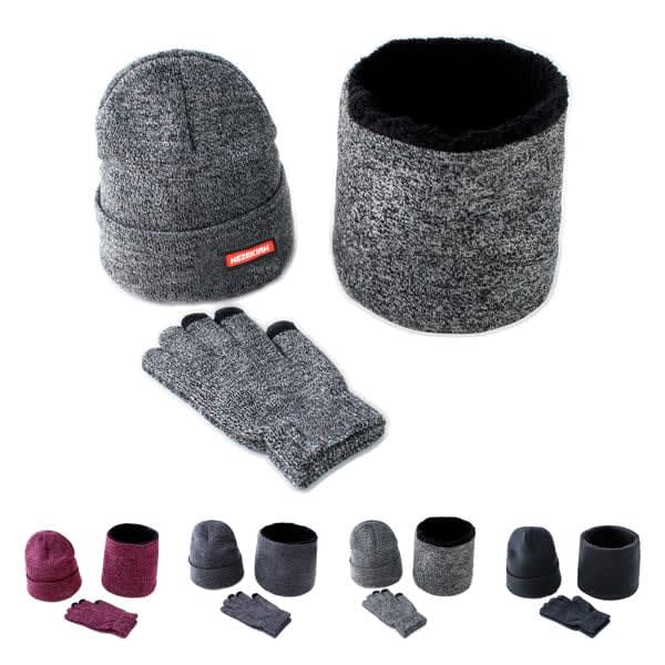 3 Pcs Beanie Scarf Gloves Set