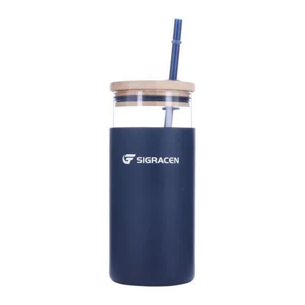 19 oz. Glass Tumbler With Banboo Lid & Silicone Sleeve & Straw