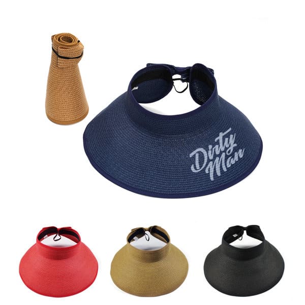 Foldable Wide Brim Roll Up Hat With Bow