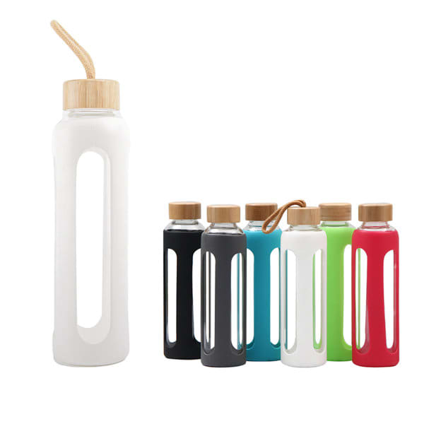 18 oz. Reusable Glass Bottle With Silicone Sleeve