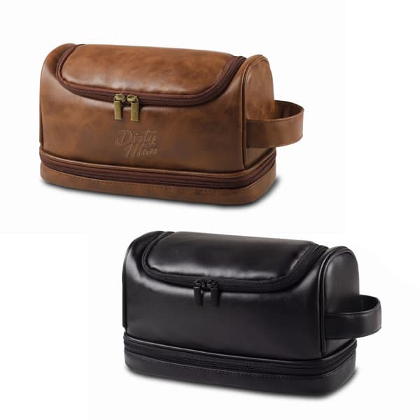 PU Leather Double Layer Toiletry Bag