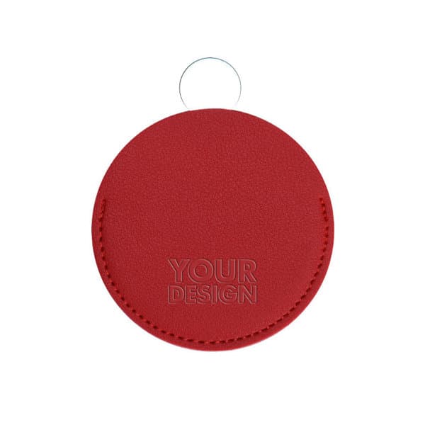Pocket Round Cosmetic Mirror With PU Leather