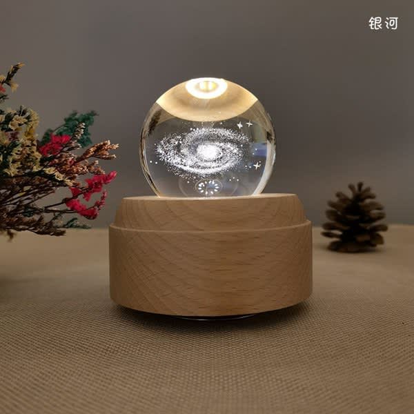 LED Night Light Crystal Ball Music Box