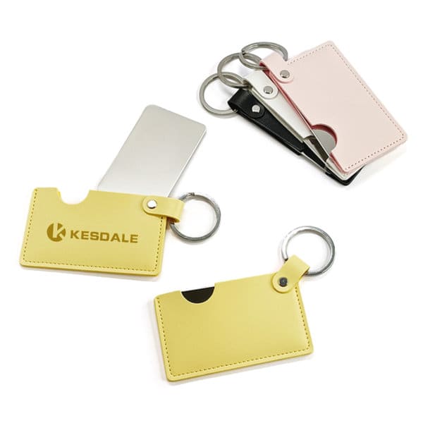 Rotating Credit Card Mirror With PU Leather Holder