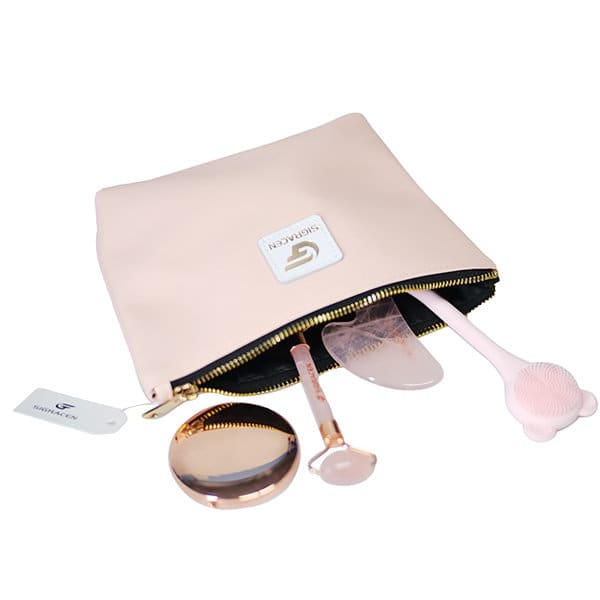 PU Leather Small Travel Cosmetic Bag With Zipper