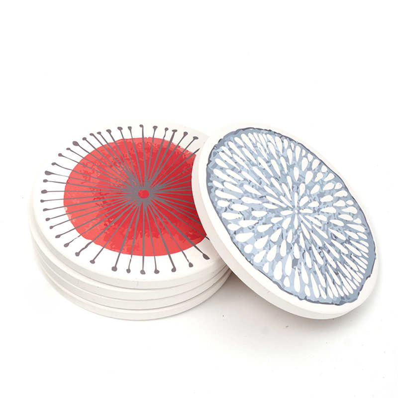 Absorbent Ceramic Coaster With Cork Base