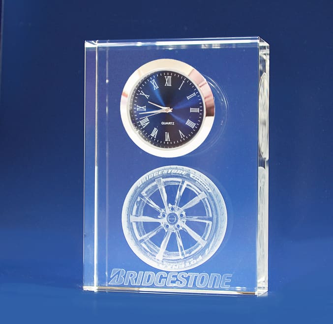 3D Crystal Rectangle crystal with Clock