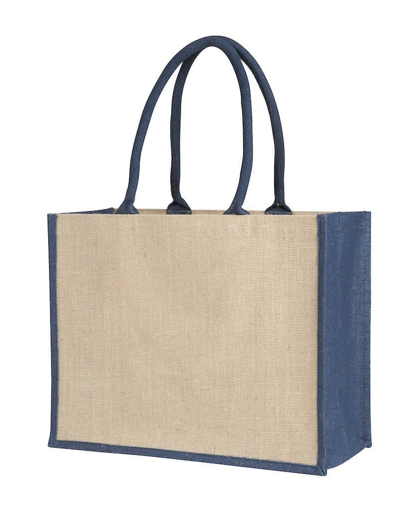 Laminated Jute Supermarket Bag With Coloured Handles And Gussets - PS4507 Image 