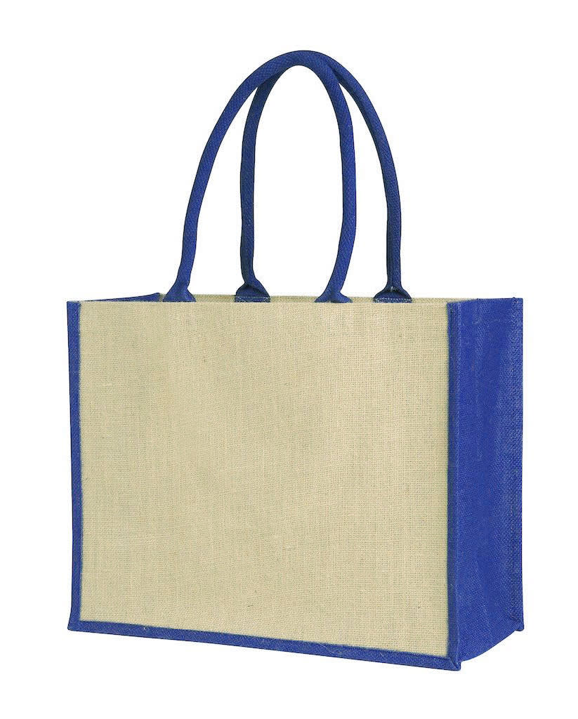 Laminated Jute Supermarket Bag With Coloured Handles And Gussets - PS4507 Image 