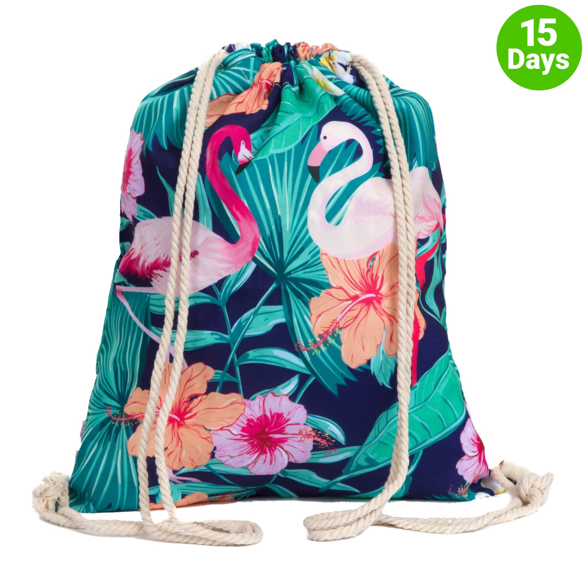 Full Colour Calico Cotton Drawstring Bag