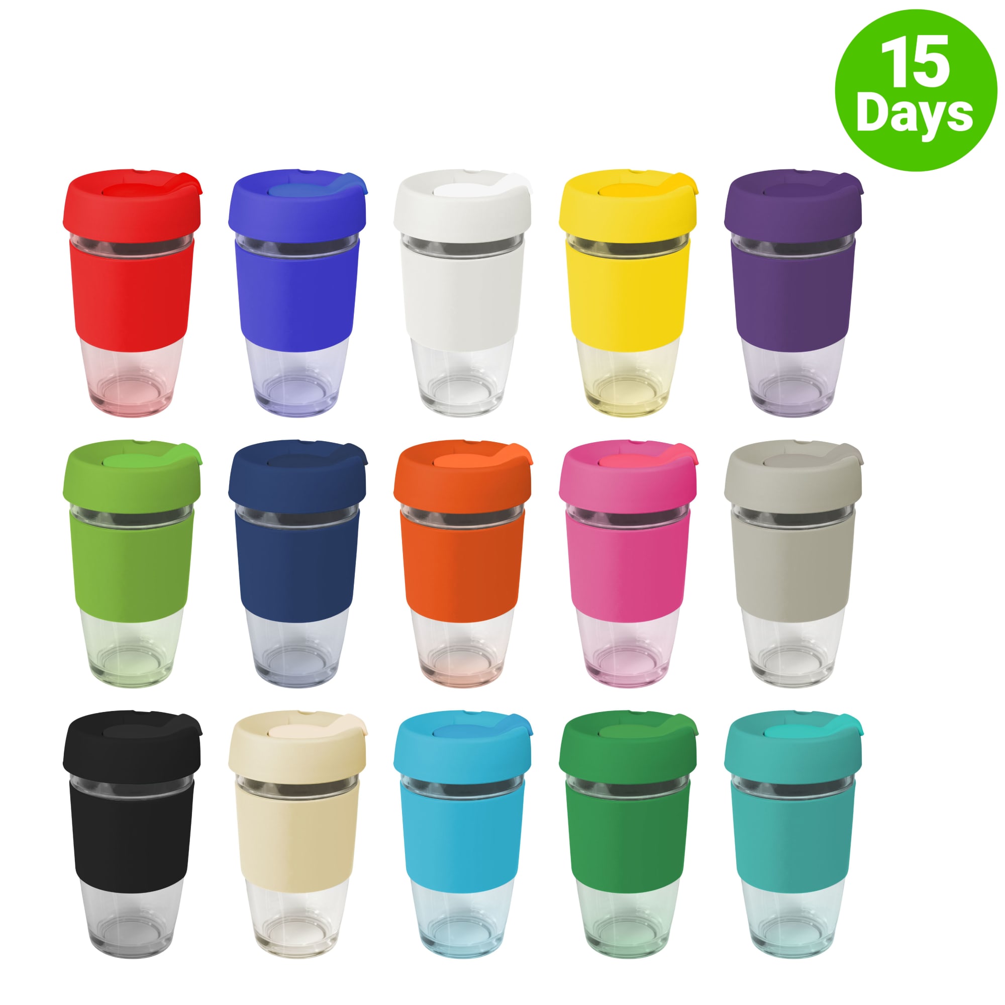 Glass Genova 475ml Coffee Cup With Silicon Lid And Band