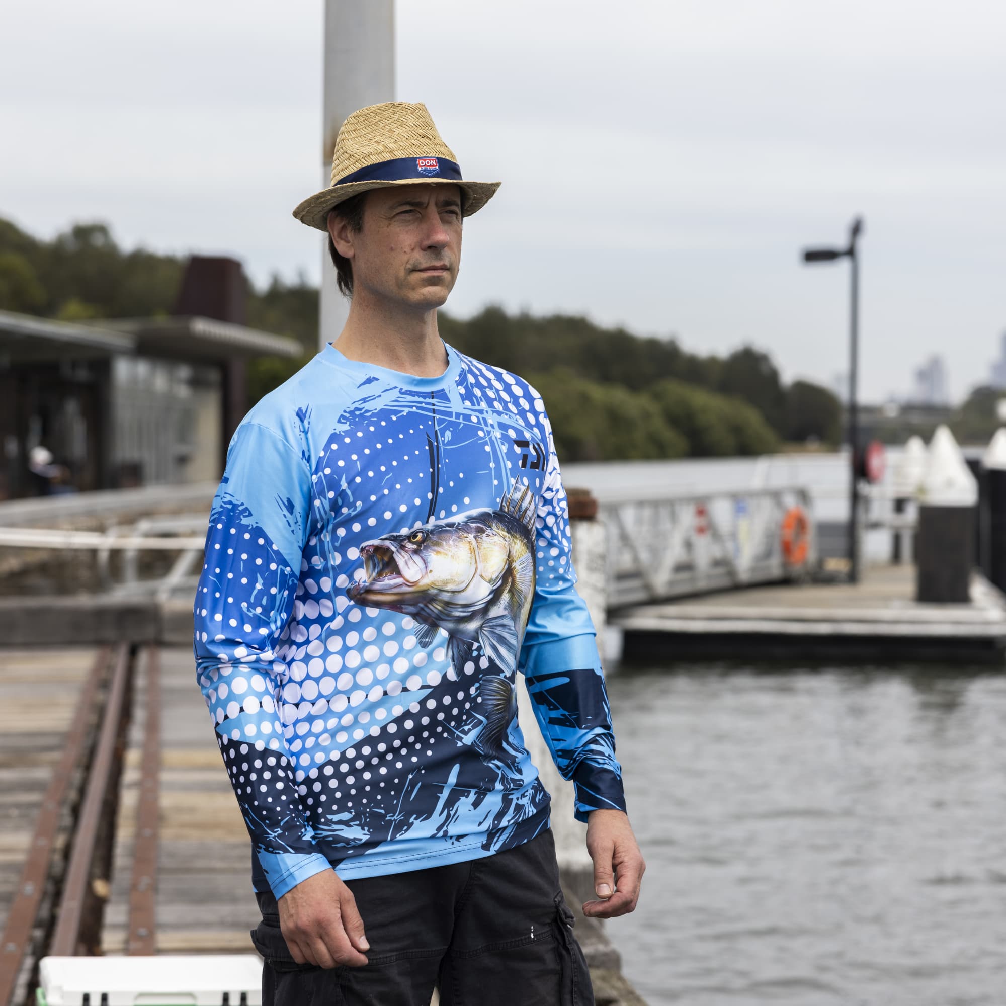 Alternative view of Men's Long Sleeve Polyester Sublimated Crew Neck Fishing Tee