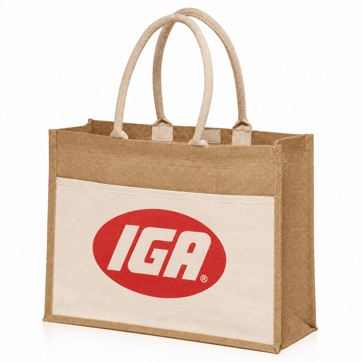 Calico Pocket Jute Tote Bag