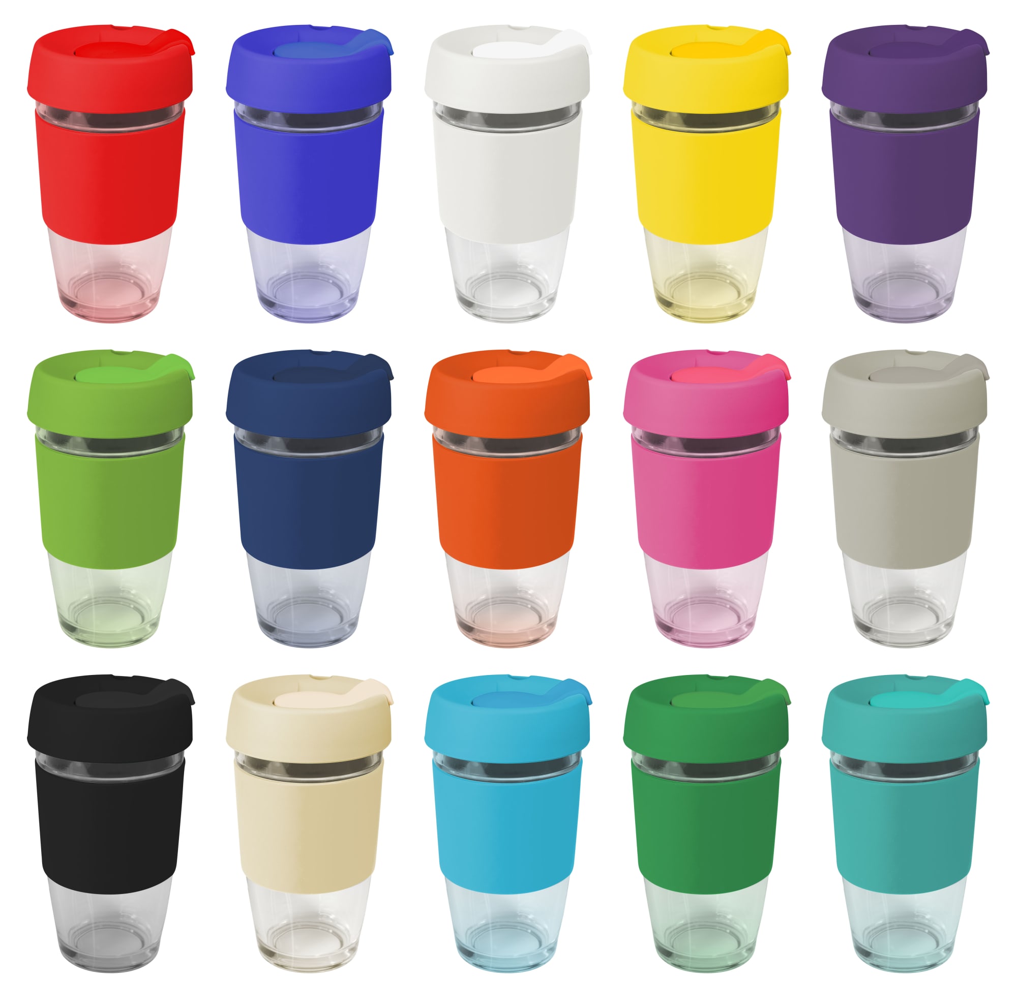 Glass Genova 475ml Coffee Cup With Silicon Lid And Band - PS475 Image 