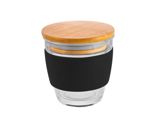 Glass Milano 240ml Coffee Cup With Bamboo Lid - PS240 Image 
