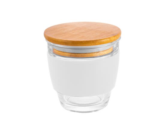 Glass Milano 240ml Coffee Cup With Bamboo Lid - PS240 Image 