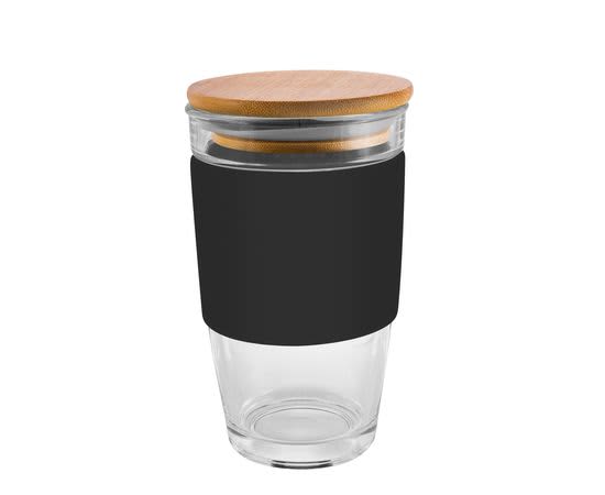 Glass Genova 475ml Coffee Cup With Silicon Lid And Band - PS2234 Image 