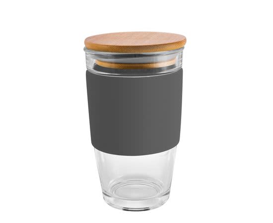 Glass Genova 475ml Coffee Cup With Silicon Lid And Band - PS2234 Image 