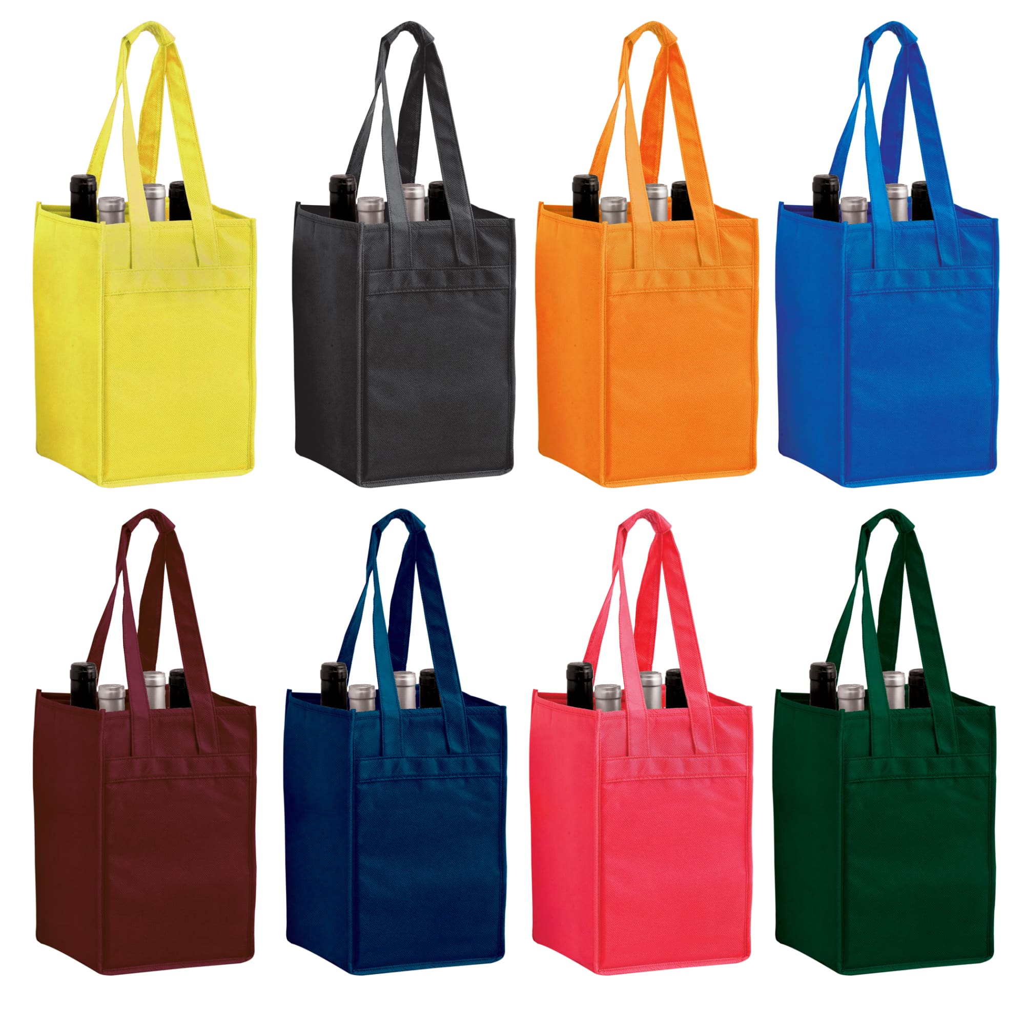 Non-Woven Polypropylene 4-Bottle Wine Tote Bag