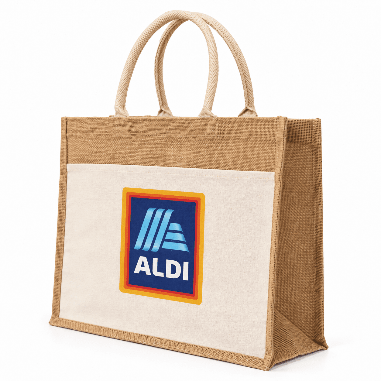 Laminated Jute Beach Bag With Cotton Handles And Front Pocket