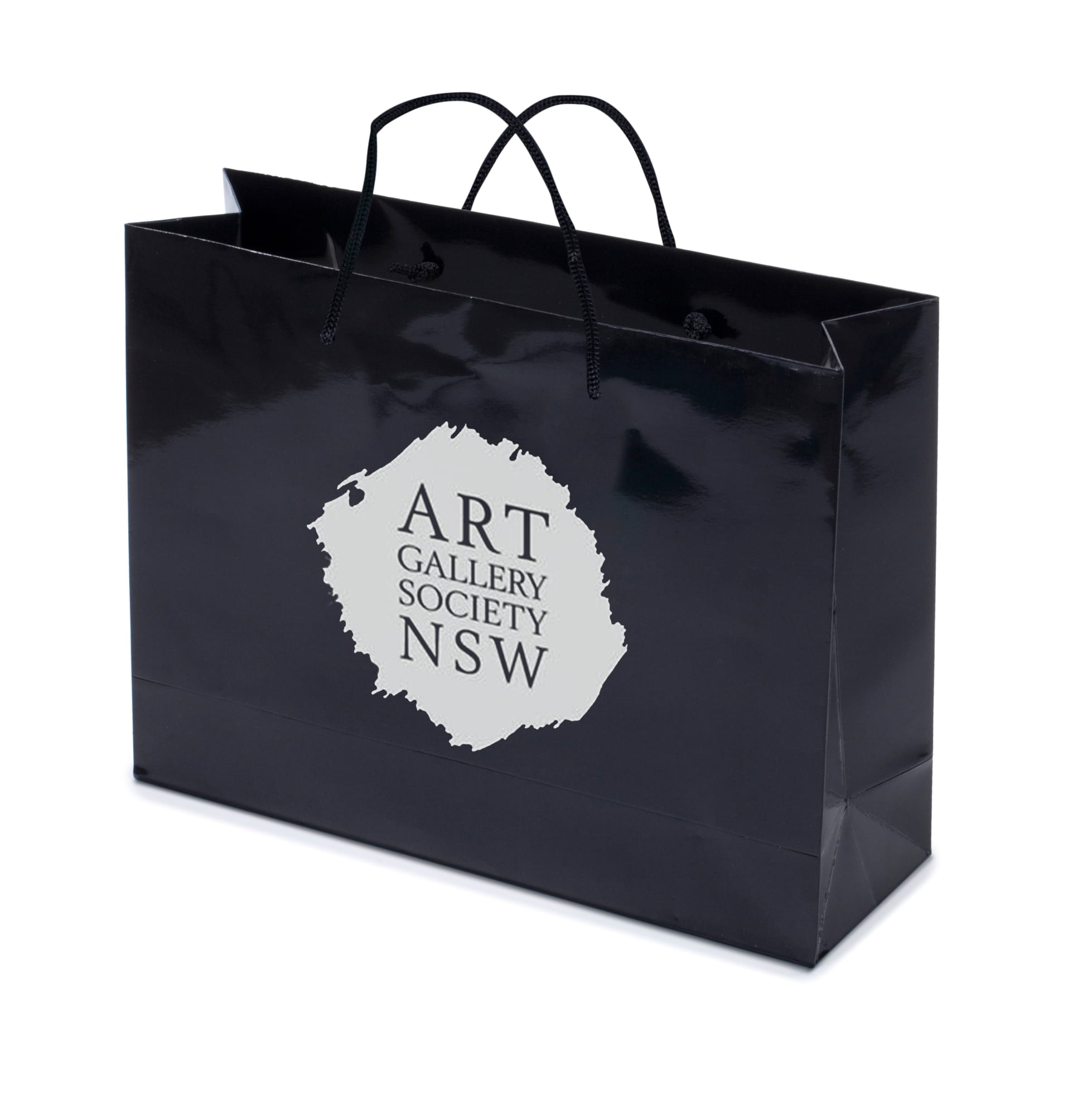 Gloss Laminated Bag Black Landscape With Rope Handle