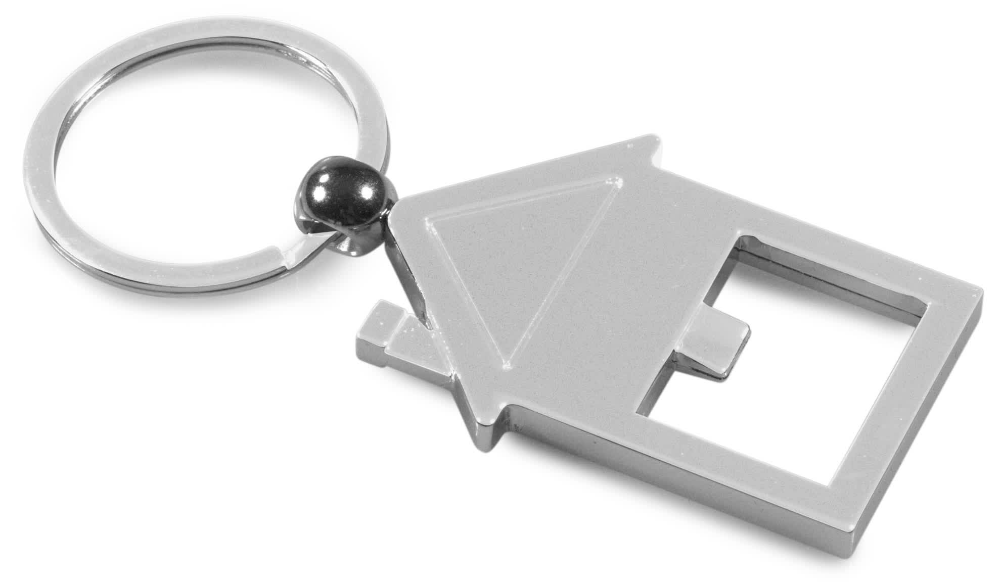 Shiny Metal House-Shaped Keyring