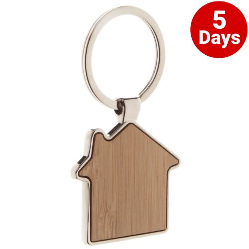 Bamboo Keyring - House Shape