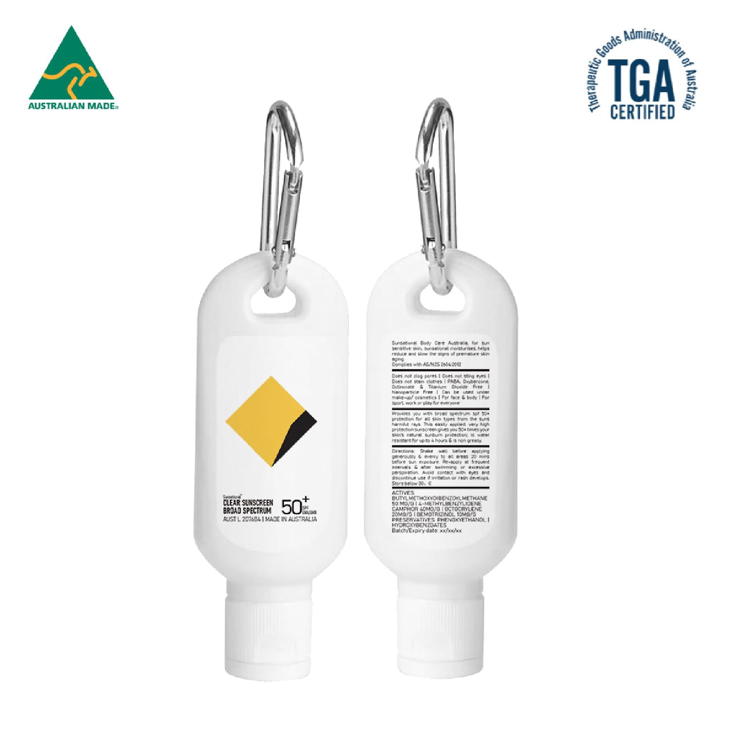 30Ml Spf50 Sunscreen Lotion With Carabiner