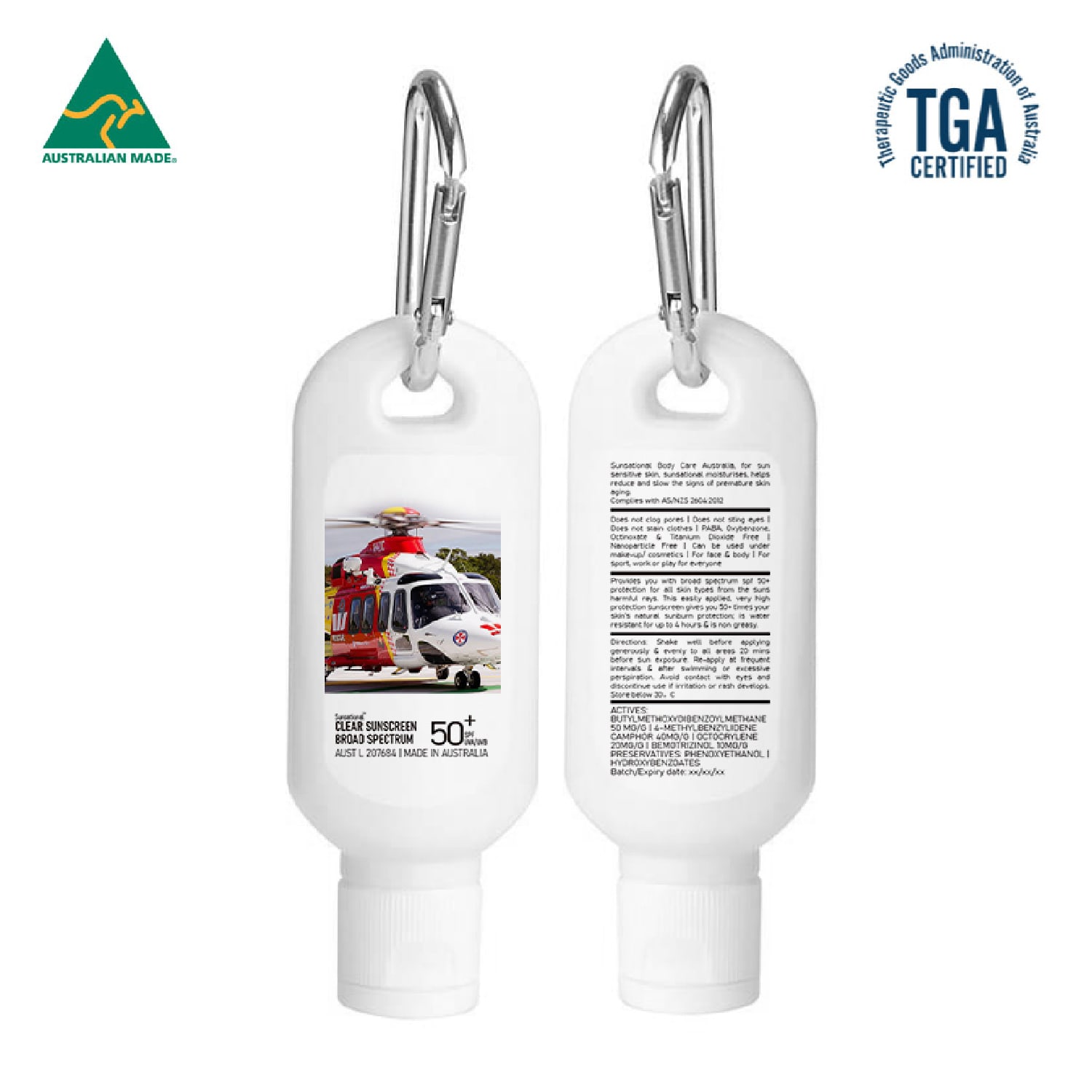 60Ml Spf50 Sunscreen Lotion With Carabiner