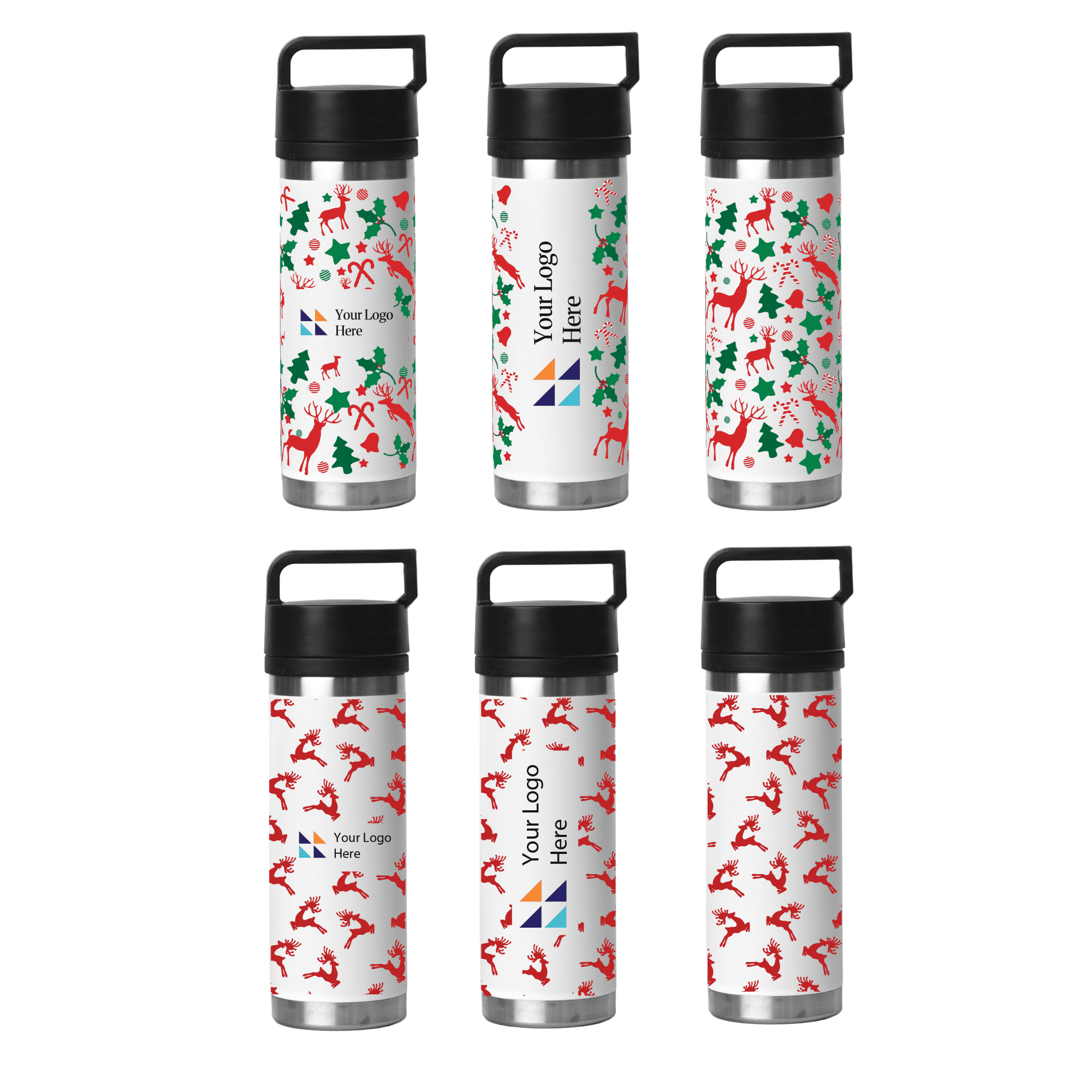Christmas White 532ml Bell Bottle with Solid Handle promotional product