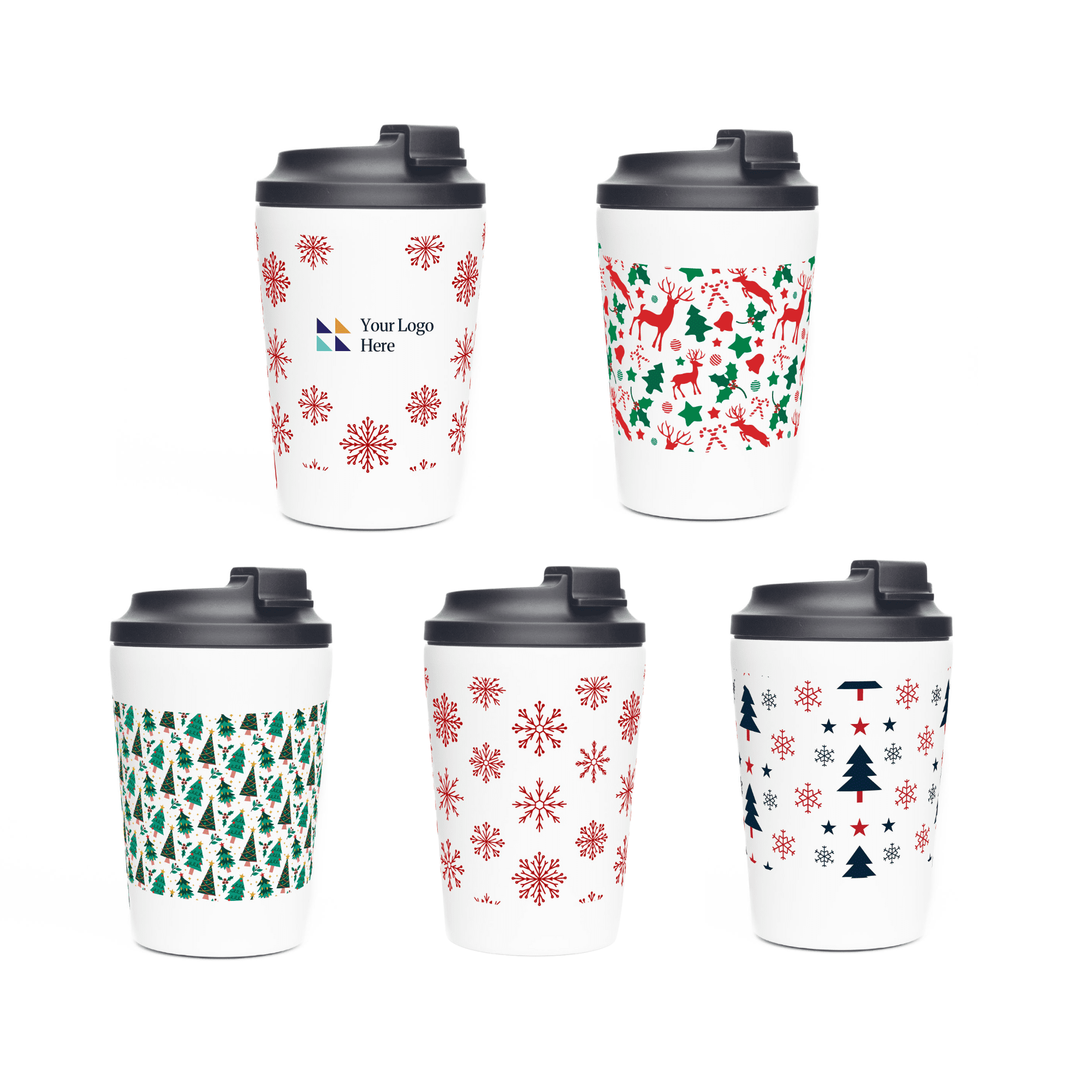 Christmas White Atlas 360ml Double Walled Coffee Cup promotional product