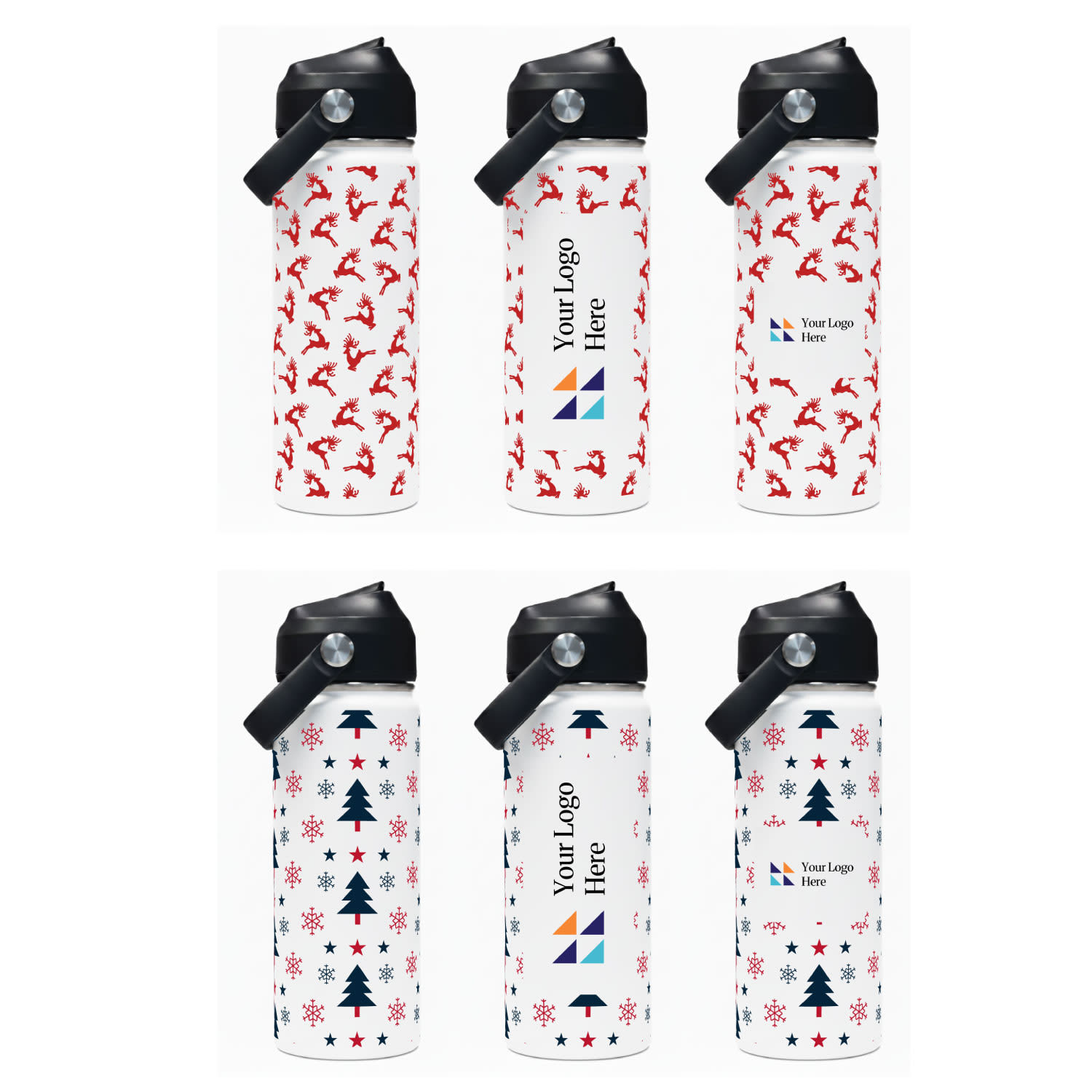 Christmas White 500ml Bell Bottle with Carry Handle promotional product
