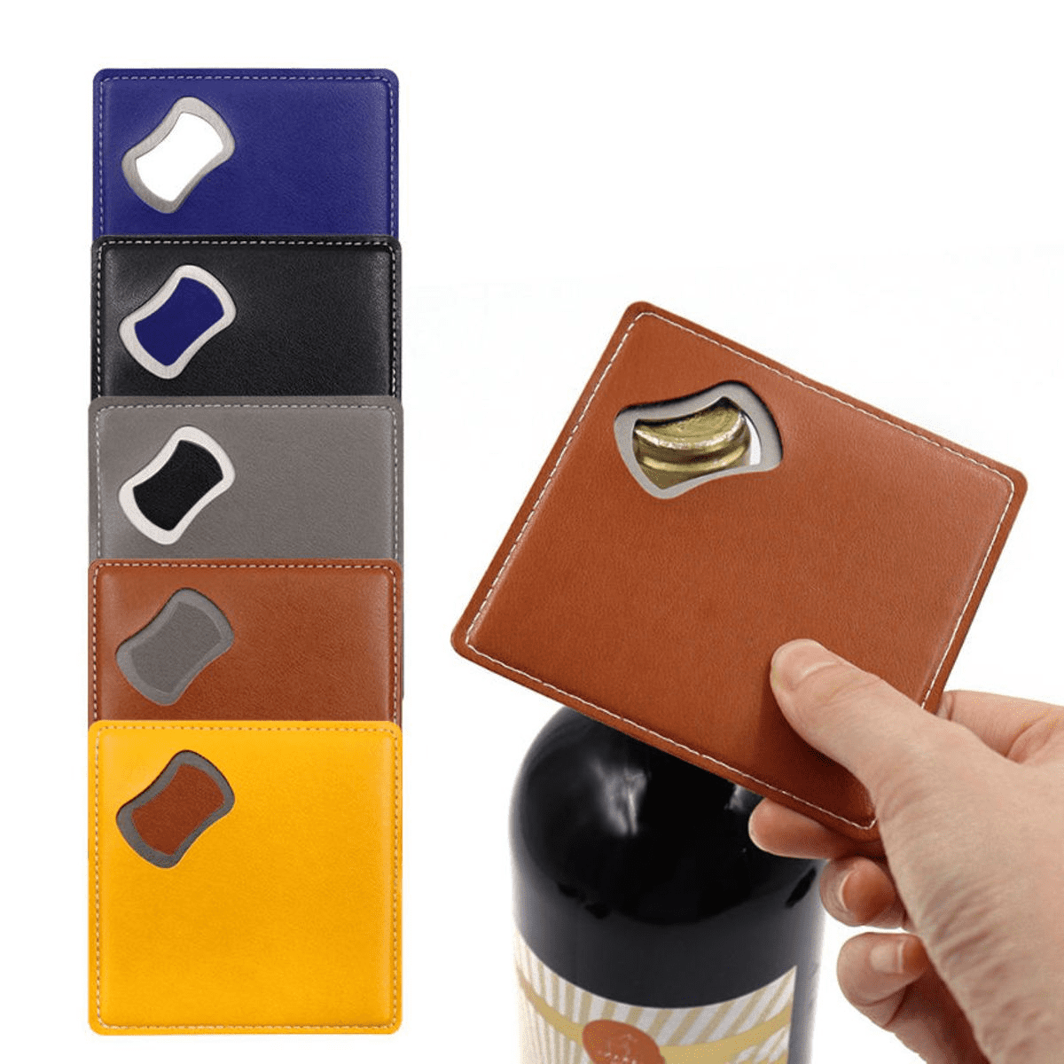 Leatherette Coaster with Bottle Opener