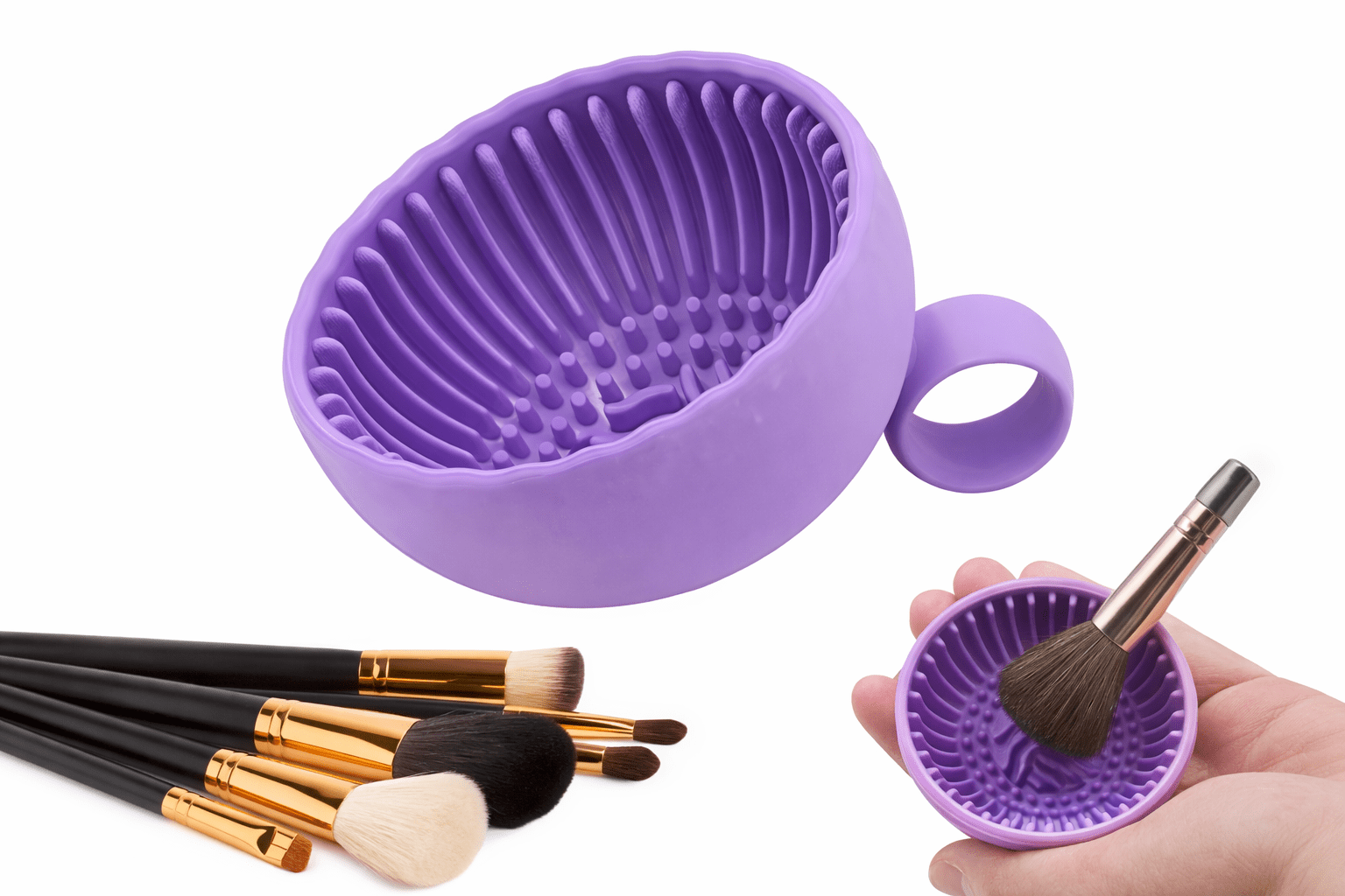 Makeup Brush Cleaning Bowl with Finger Grip