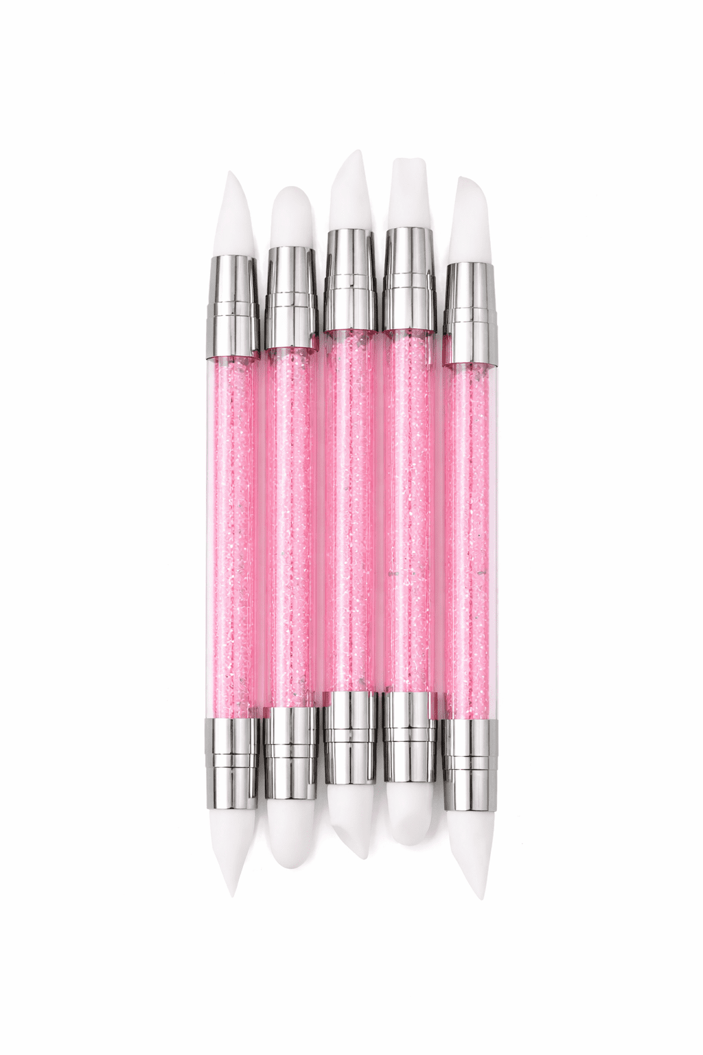 Dual-Ended Silicone Nail Art Brush Set with Glitter Handles