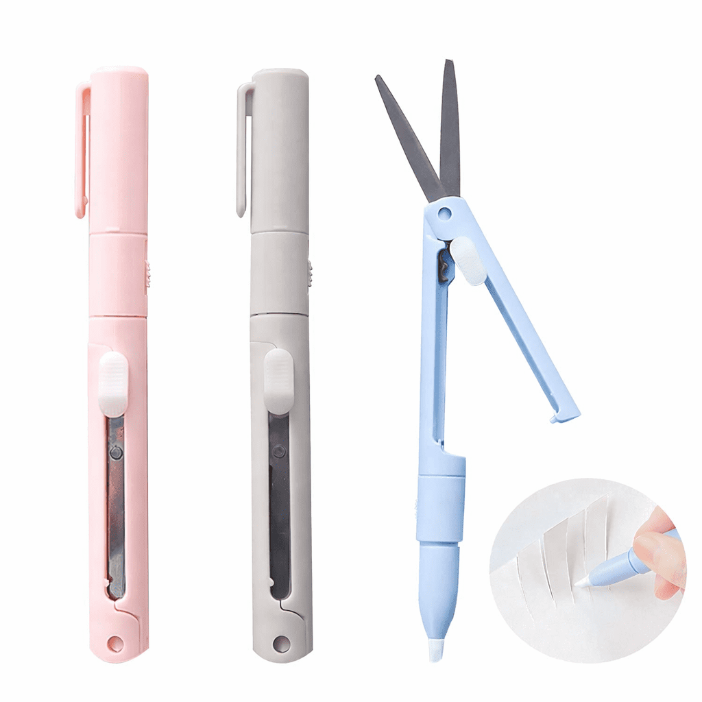 Pen Style Folding Scissors with Ceramic Paper Cutter
