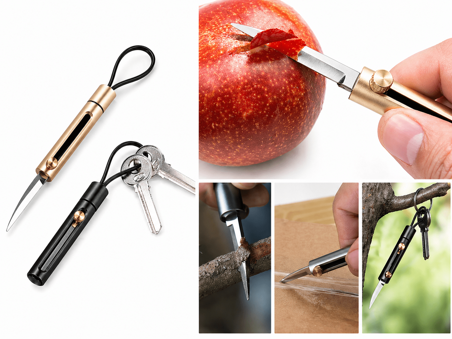Mini Retractable Keychain Utility Knife with Loop Handle