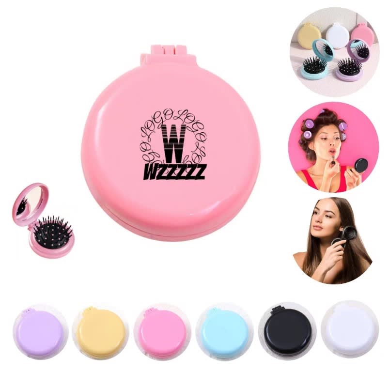 Folding Hair Brush With Mirror