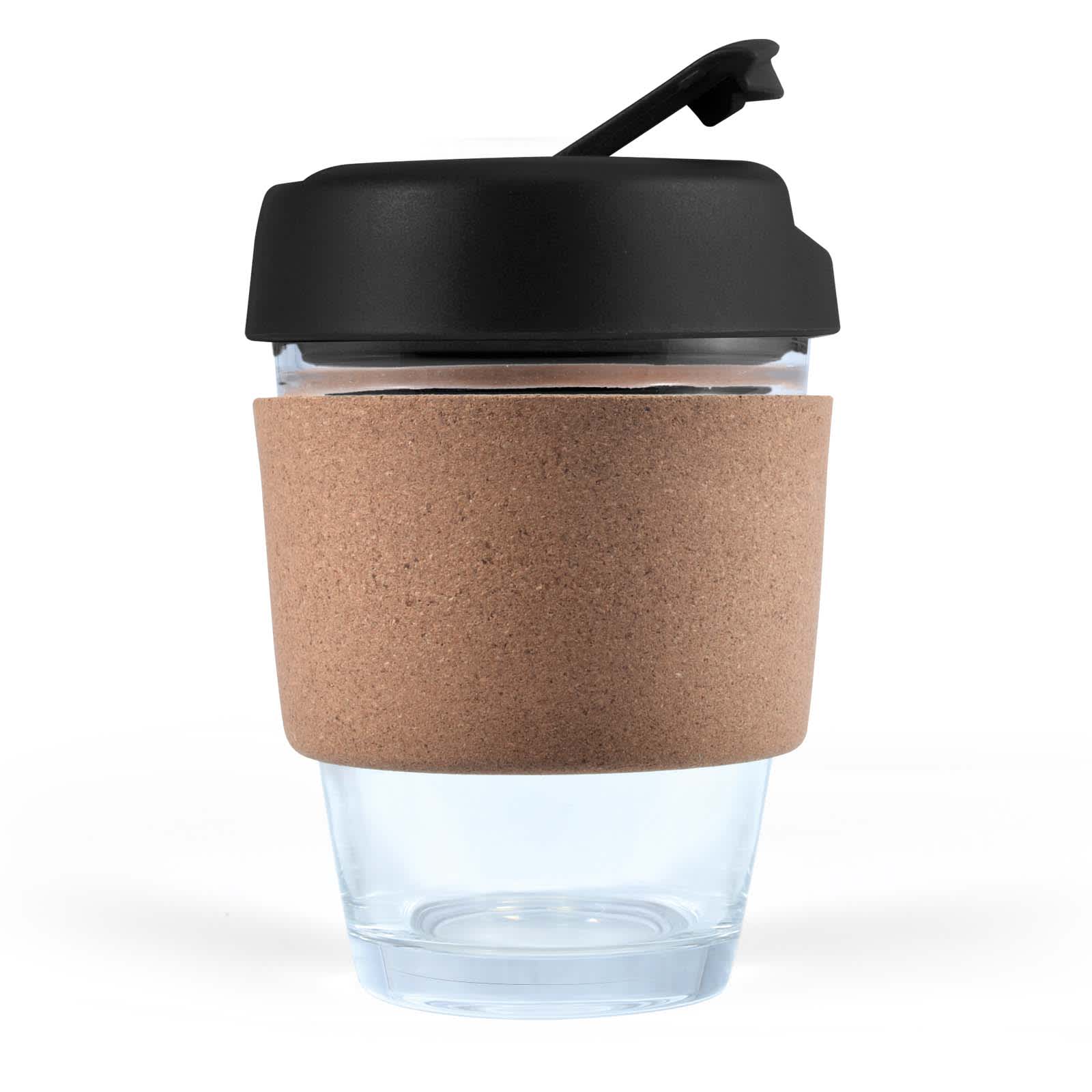 Vienna Coffee Cup with Cork Band – 320ml Reusable Borosilicate Glass Coffee Mug, Heat-Resistant, Customizable Lid and Flip Piece, Gift-Ready Kraft Box