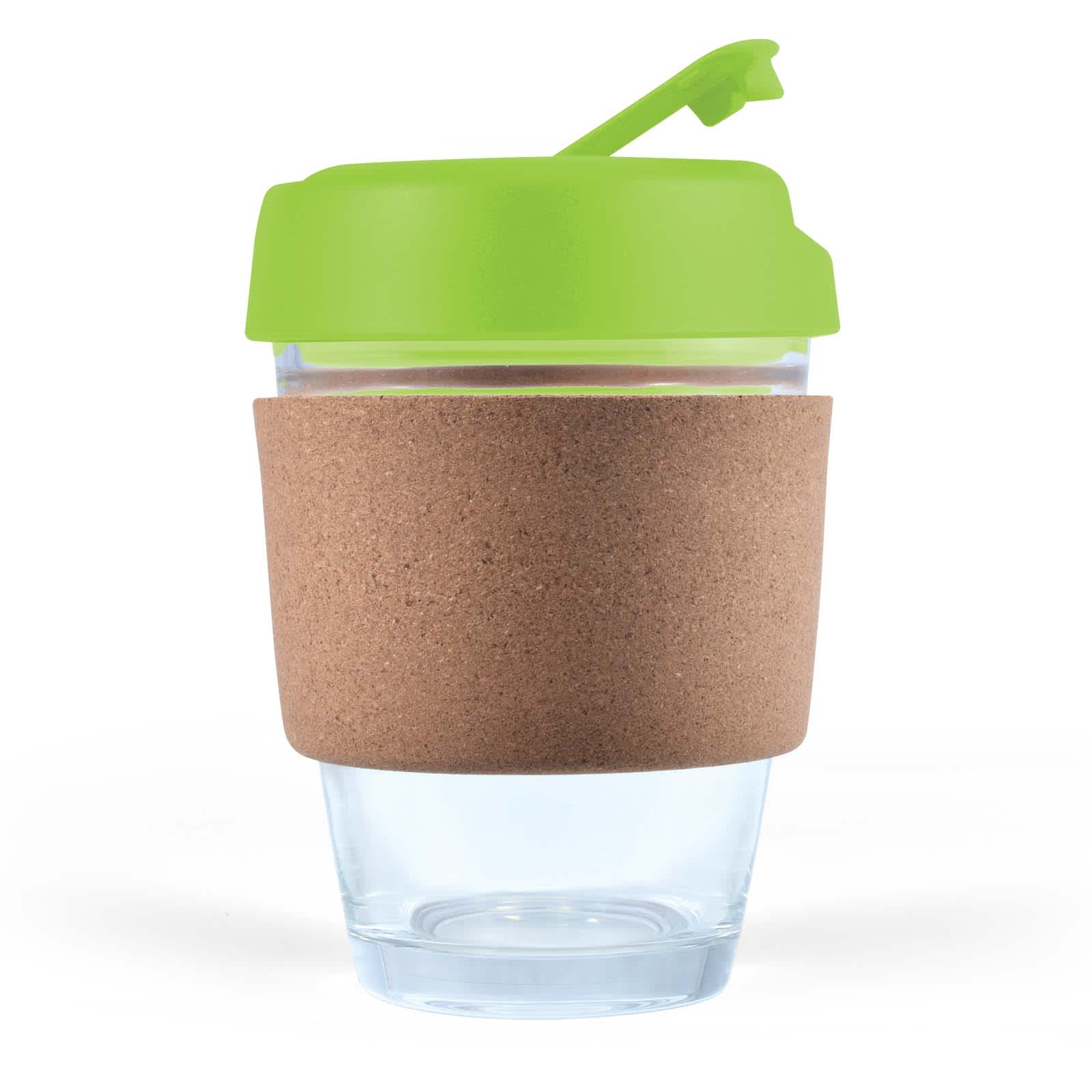 Vienna Coffee Cup with Cork Band – 320ml Reusable Borosilicate Glass Coffee Mug, Heat-Resistant, Customizable Lid and Flip Piece, Gift-Ready Kraft Box