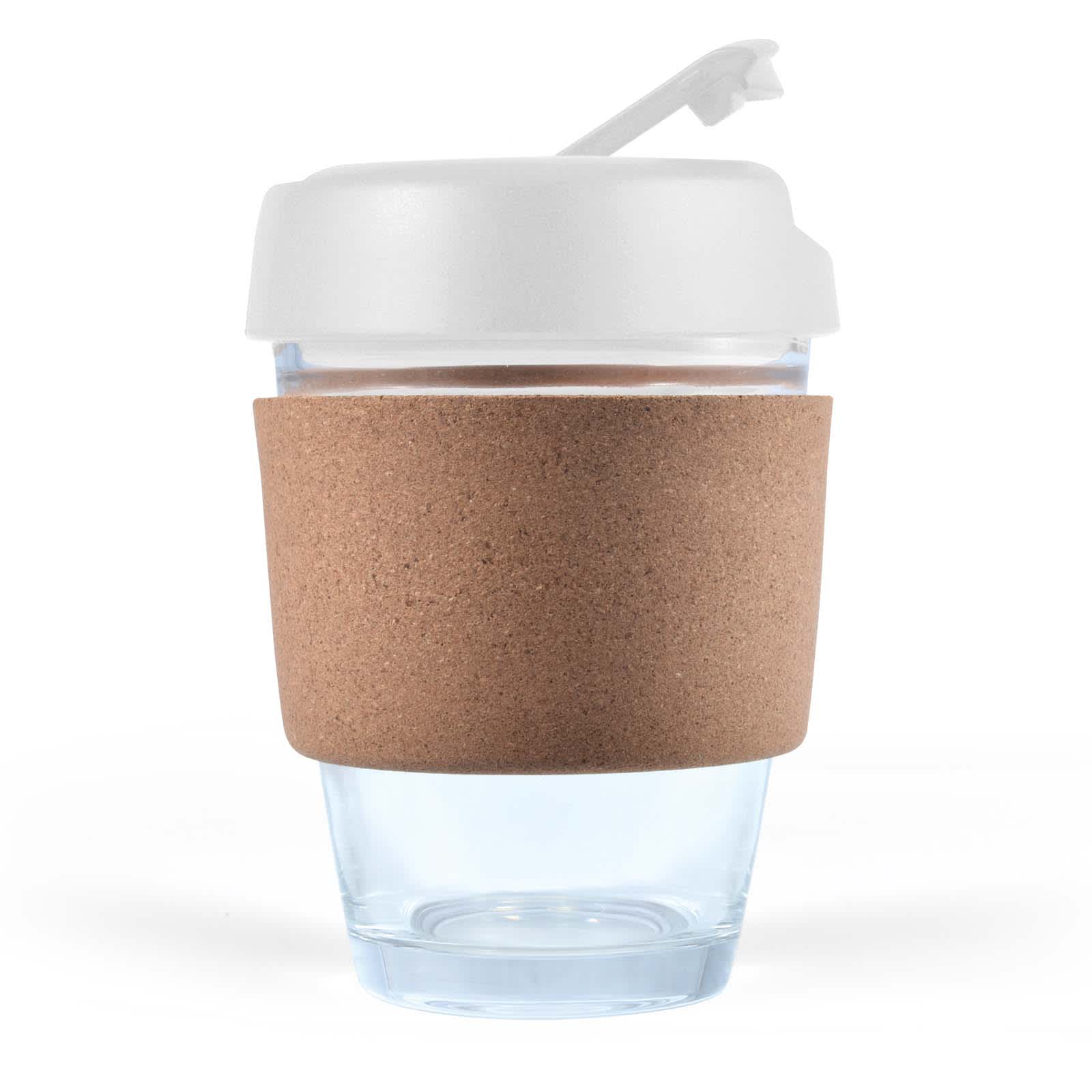 Vienna Coffee Cup with Cork Band – 320ml Reusable Borosilicate Glass Coffee Mug, Heat-Resistant, Customizable Lid and Flip Piece, Gift-Ready Kraft Box