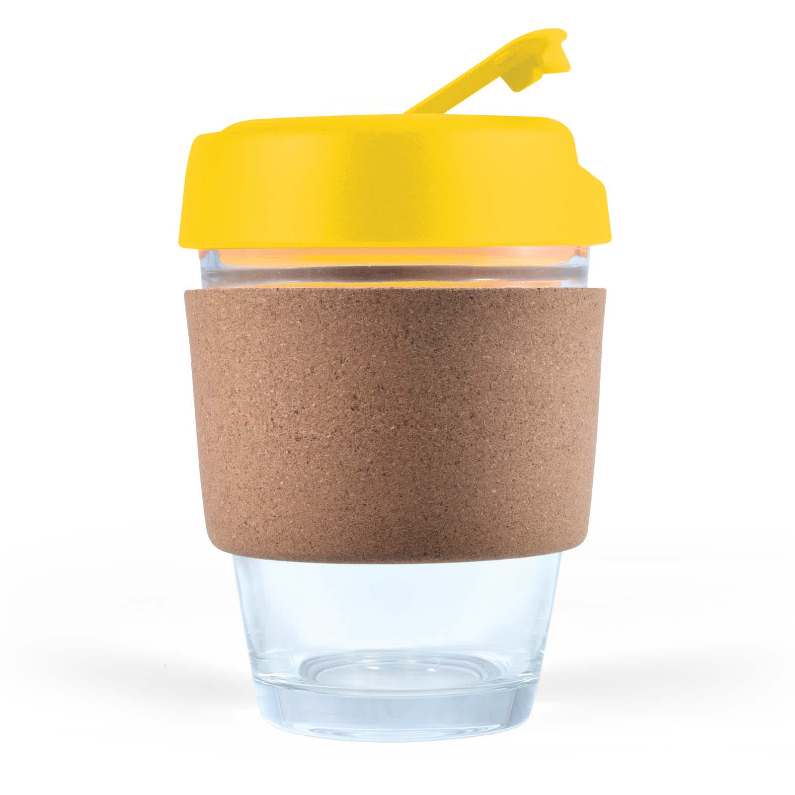 Vienna Coffee Cup with Cork Band – 320ml Reusable Borosilicate Glass Coffee Mug, Heat-Resistant, Customizable Lid and Flip Piece, Gift-Ready Kraft Box