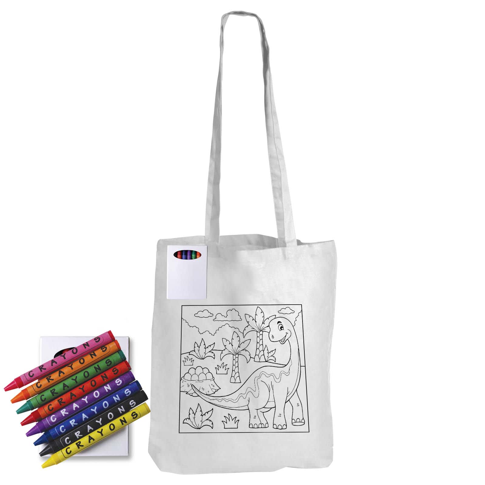 Custom Colouring Long Handle Cotton Bag with Crayons – Ideal for Brand Promotion and Kids