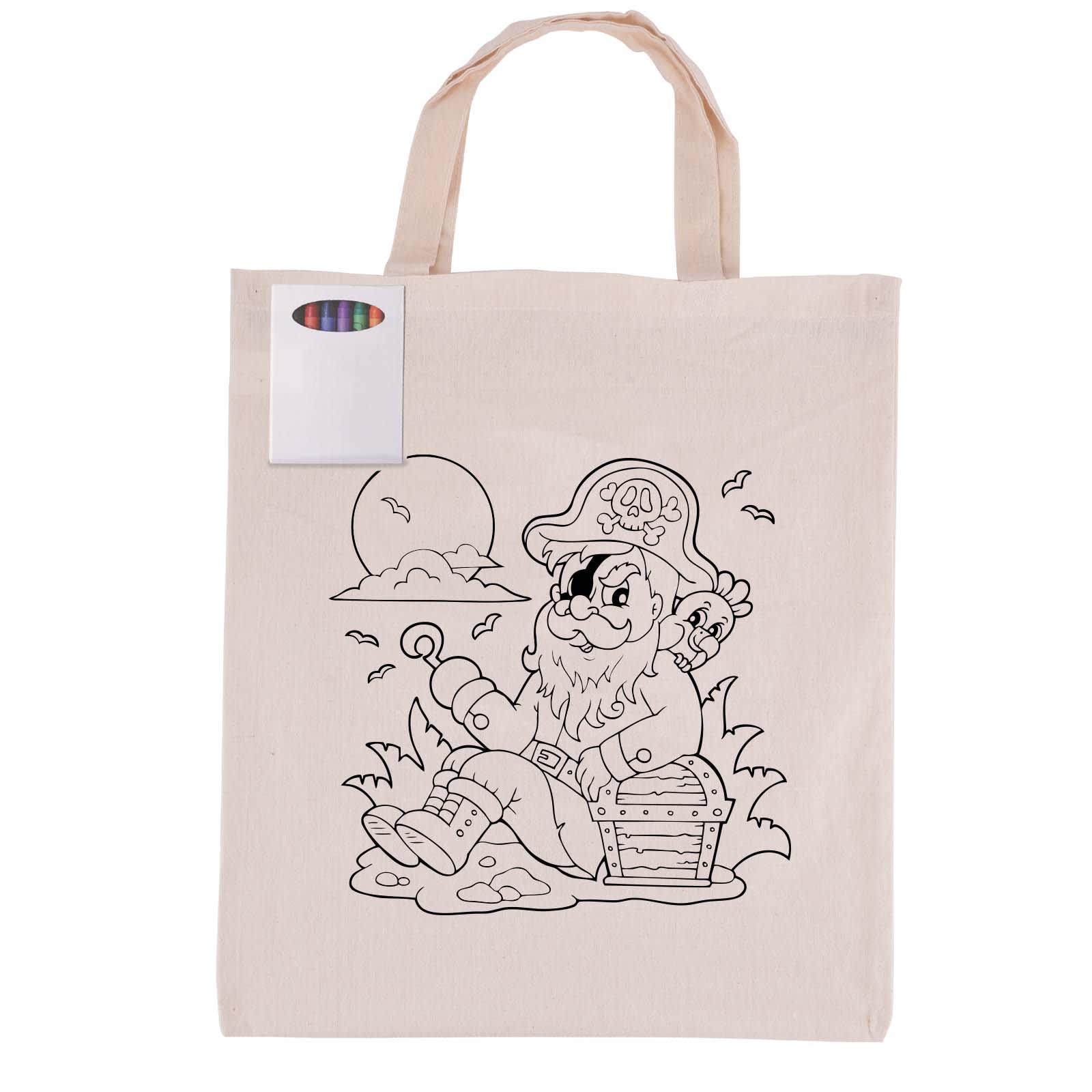 Colouring Short Handle Calico Bag & Crayons - LL5522 Image