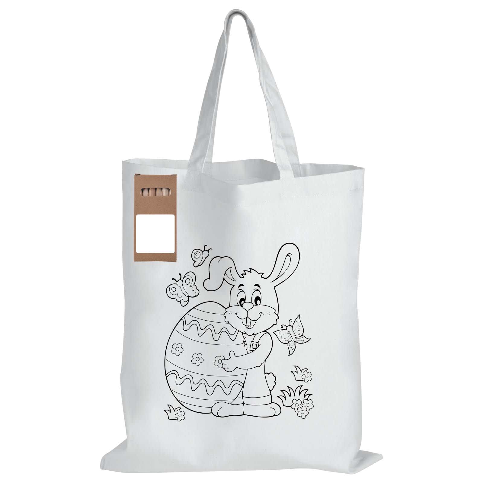 Colouring Short Handle Cotton Bag & Pencils - LL5523 Image