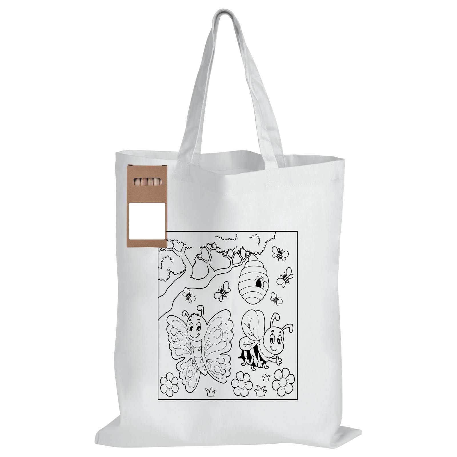 Colouring Short Handle Cotton Bag & Pencils - LL5523 Image